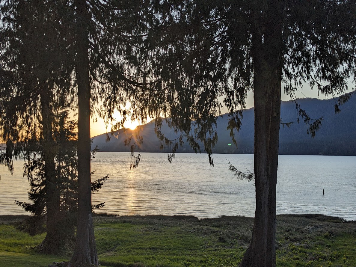 View of Lake Quinault from our window at Rain Forest Resort